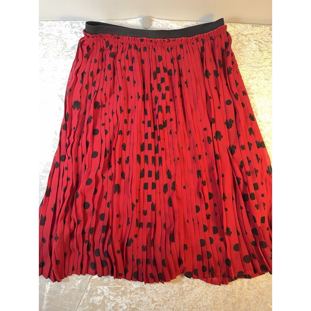 Torrid Disney Minnie Mouse Skirt Womens 1X  Red Black Pleated Midi Polka Dot